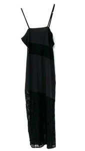 ASOS NWOT women’s large maxi slip dress Black Sleeveless Lace Accents - Picture 1 of 6