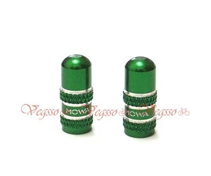 NEW MOWA ALLOY FRENCH TYPE PRESTA INNER TUBE VALVE CAPS 2pcs, GREEN - Picture 1 of 7