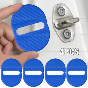 4Pcs Blue Carbon Fibre Car Accessories Door Lock Protective Cover Anti Rust Trim - Foto 1 di 5