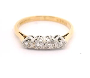 Vintage Ring 18 kt Gold und Platin Vier Steine Diamant um 1940 - Bild 1 von 6