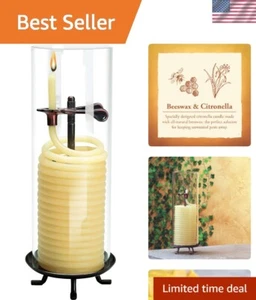 80-Hour Citronella Candle, Glass Cylinder, Eco-friendly Natural Beeswax with ... - Picture 1 of 9