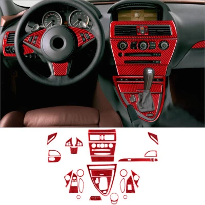 Kit de cubierta interior completo de fibra de carbono rojo 33 piezas para BMW Serie 6 E63 E64 Foto 1 de 4