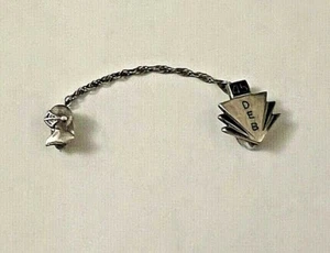 Vintage Maco Argento Sterling Catena Spilla Bavero Cavaliere 45 Deb Fraternità Sorority - Foto 1 di 5