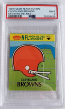 1981 Fleer Team Action Cleveland Browns Stickers Helmet Card PSA 9 Mint