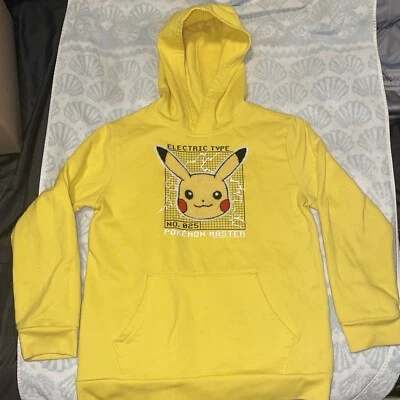 Pokemon Pikachu Sweatshirt Hoodie Kids Size L 10/12 Electric Yellow Old Navy - Image 1 of 4