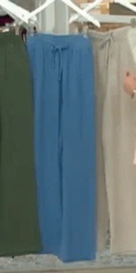 Denim & Co Naturals 3X Crinkle Gauze Wide Leg Pants with Pockets Denim Blue NWT - Picture 1 of 4
