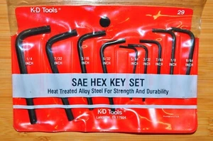 Hex Key Inch Sae 9 pcs Precision L Key from 5/64" to 1/4" KD 29 Made in USA NEW - Picture 1 of 4