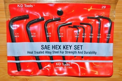 Hex Key Inch Sae 9 pcs Precision L Key from 5/64" to 1/4" KD 29 Made in USA NEW - Image 1 of 4