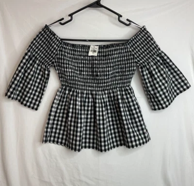 Blusa Babydoll Hollister Manga Campana de Guinga Talla S Cottagecore Nueva con Etiquetas Foto 1 de 4