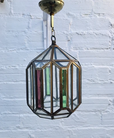 Antique Stained Glass Pendant Light, Spain, Spanish, Granada, Alhambra Cover