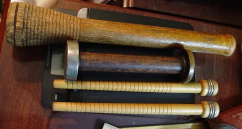 Vintage Wooden Industrial Textile Loom Bobbins Spools Lot of 4 Cover
