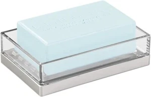  Clarity BPA-Free Plastic Bar Soap Dish-5" x 3.25" x 1.34", Clear/Brushed  - Picture 1 of 2