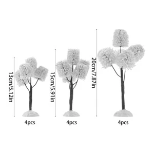 12Pcs Christmas Tabletop Trees Model Halloween Village Winter Snow Frost Trees - Picture 1 of 14