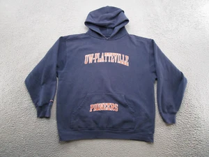 Vintage 90s University of Wisconsin Platteville Pioneers Hoodie Men's SZ L NCAA - Picture 1 of 11