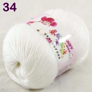 Sale 1ball 50g Baby Cashmere Silk Wool Children hand knitting Yarn 34 White - Picture 1 of 24
