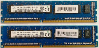 HP 712286-571 Hynix 4GB (2x2GB) 1Rx8 PC3-14900E DDR3 1866Mhz ECC DIMM for Z420   - Image 1 of 2