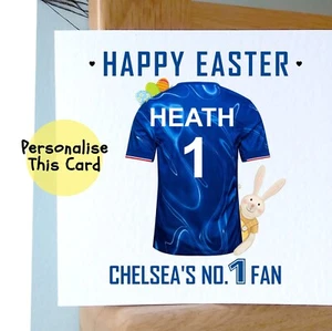 FOOTBALL CLUB FC shirt Happy Easter CARD Personalised Any CLUB PREMIER LEAGUE - Picture 1 of 5
