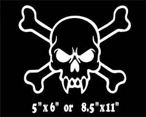 Vampire Fangs Skull Crossbones Decal Car Window Vinyl Sticker Graphic - Picture 1 of 4