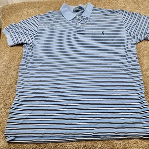 Polo Ralph Lauren Polo Para Hombres XL Azul Rayas Poni Estilo Rugby - Imagen 1 de 5