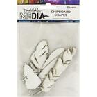 Dina Wakley Media Chipboard Shapes FEATHERS White 5pc Mixed Media MDA74915