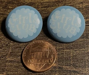 Set of 2 Vintage NOS JHB Blue Girls Club Shank Buttons Novelty 23mm 7/8" 15025 - Picture 1 of 2
