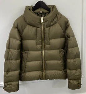 Women Burberry Townfield Down Puffer Coat Jacket Clay Green Down Size L - Picture 1 of 16