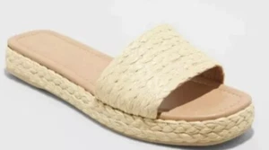 NEW Womens Mardi Raffia Platform Slide Sandals Natural Universal Thread Sz 9.5 - Picture 1 of 4