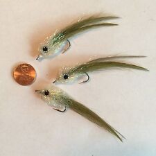 Saltwater Kinky Muddler Olive Green Fishing Fly ~ Size 2 ~ Three (3) Flies