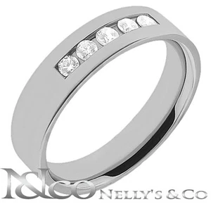 0.35 ct. TW Men's Round Diamond Wedding Band in Comfort Fit 14 Kt. White Gold - Picture 1 of 2