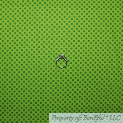 BonEful FABRIC FQ Cotton Quilt VTG Green Holiday Xmas POLKA DOT Small Tiny Retro - Image 1 of 4