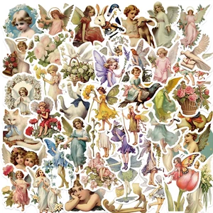 50 Woodland Fairies Flowers & Cherubs Matte Small Waterproof Vinyl Stickers - Picture 1 of 8
