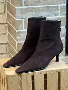 Stuart Weitzman Brown Suede Zip Naomi Ankle Boots Size US:9 EU:39 - Picture 1 of 13