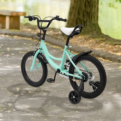 16 Zoll Kinderfahrrad Jungen Fahrrad Für ab 5-8 Jahre mit Stützrädern Bike Grün - Bild 1 von 4