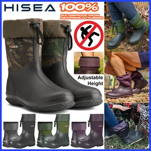 HISEA Unisex Rain Boot Adjustable Drawstring Waterproof Yard Garden Mud Work Boo - Picture 1 of 54