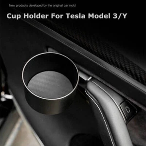 Schwarzer Getränkehalter Cup Holder für die Rechts Autotür für Tesla Model 3 & Y - Picture 1 of 9