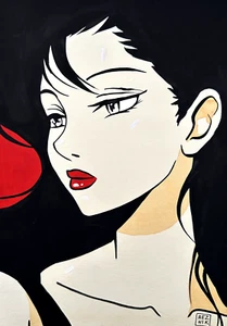 original painting A4 31RY artwork acrylic modern pop art girl portrait - Picture 1 of 1