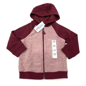 Cat & Jack Baby Boy Size 18M Fleece Full Zip Hoodie Sweatshirt Berry - Picture 1 of 6
