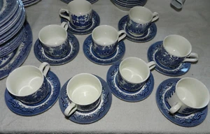 Lot of 9 Churchill Blue Willow Cup & 5.5" Saucer England #9 - Picture 1 of 11