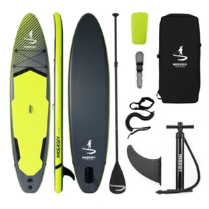 Inflatable Stand Up Paddle Board 10 ft Sup SurfBoard Black with Paddle AccessooG - Picture 1 of 19