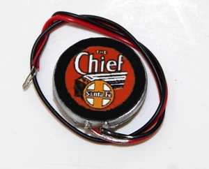 Beleuchtetes Trommelfell oder Bahnhofsschild ATSF Chief 7/8" Durchmesser O G - Bild 1 von 2