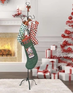 Weihnachtsstrumpfhalter Ständer für 6 Strümpfe - Metall, schwarz, freistehend - Bild 1 von 4