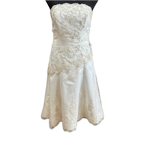 “ALBERT ANGELO”SIZE”14”WOMENS STUNNING TEA LENGTH IVORY WEDDING DRESS~BNWT💎 - Picture 1 of 12