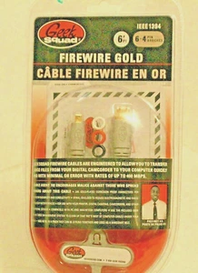 Geek Squad Firewire Gold Cable 6-+pi A-B MODLE # GS-6UAB NEW ELECTRONICS WIRES  - Picture 1 of 3