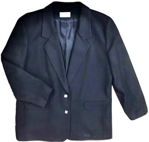 ALFRED DUNNER 16 Black 100% Pure Wool Blazer Classic Lined Two-Button Pockets - Picture 1 of 8