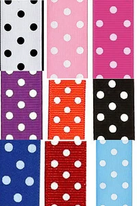 9 x 5 Yards Grosgrain Polka Dot Ribbon, (app. 10mm width), (pdgg) - Picture 1 of 1