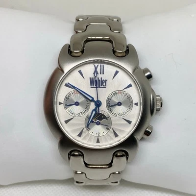 Wohler Hombre Reloj Pulsera Automático Fase Lunar Día/Fecha 38mm Redondo W3005-778 Funciona Foto 1 de 4