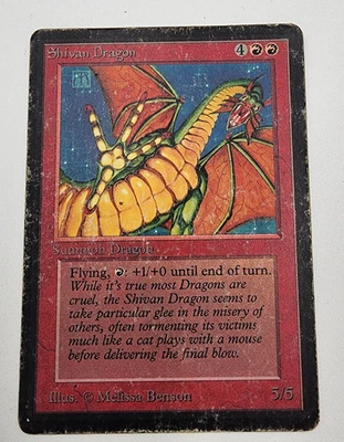 Magic the Gathering Shivan Dragon Beta Card Highly Played 1993 - Image 1 of 4