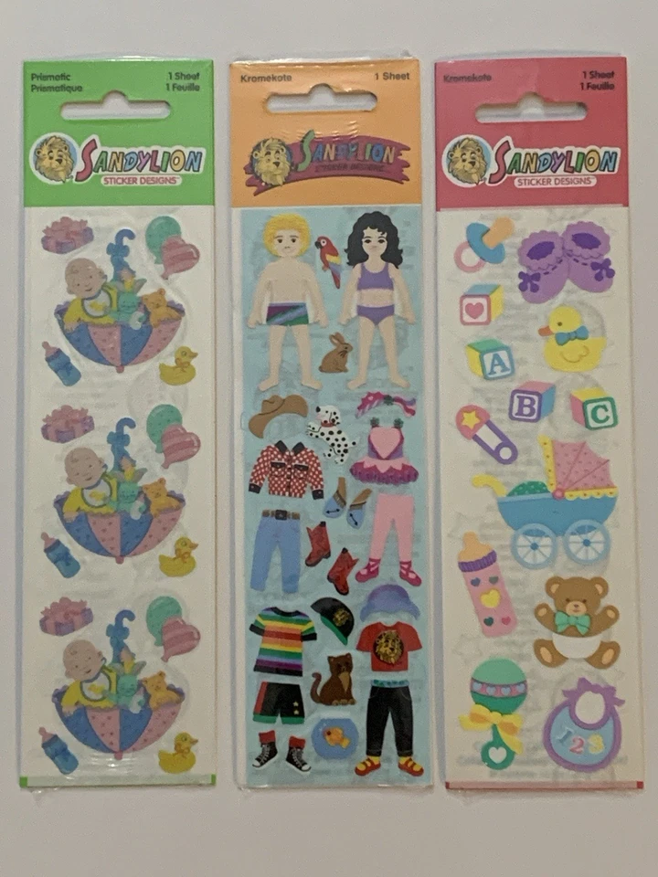 Vintage Sandylion Sticker Pack Lot Of 3 NOS NIP Excellent Condition Foto 1 de 1