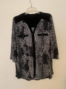 Eli Mccarthy Women's 3/4 Sleeve Black / White Blouse Size 1X - Picture 1 of 4