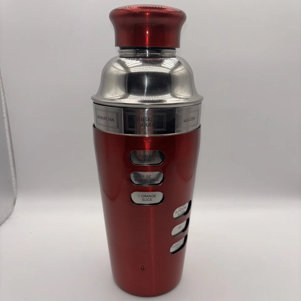 Receta giratoria roja de acero inoxidable coctelera Martini barware 24 oz Foto 1 de 4